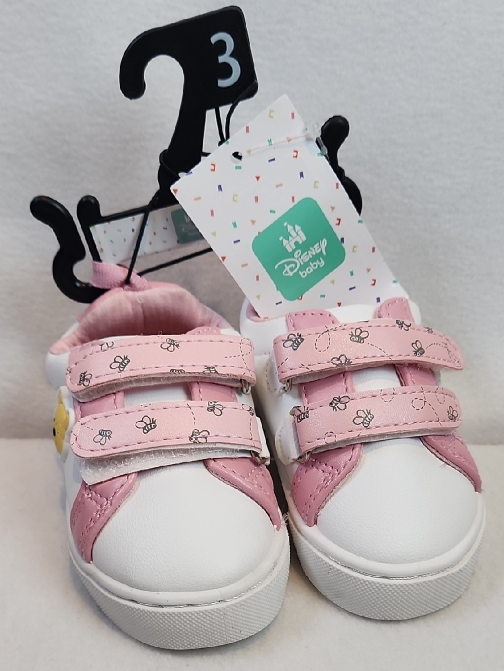 Disney Baby Pink and White Pooh Bee-Print Toddler Sneakers